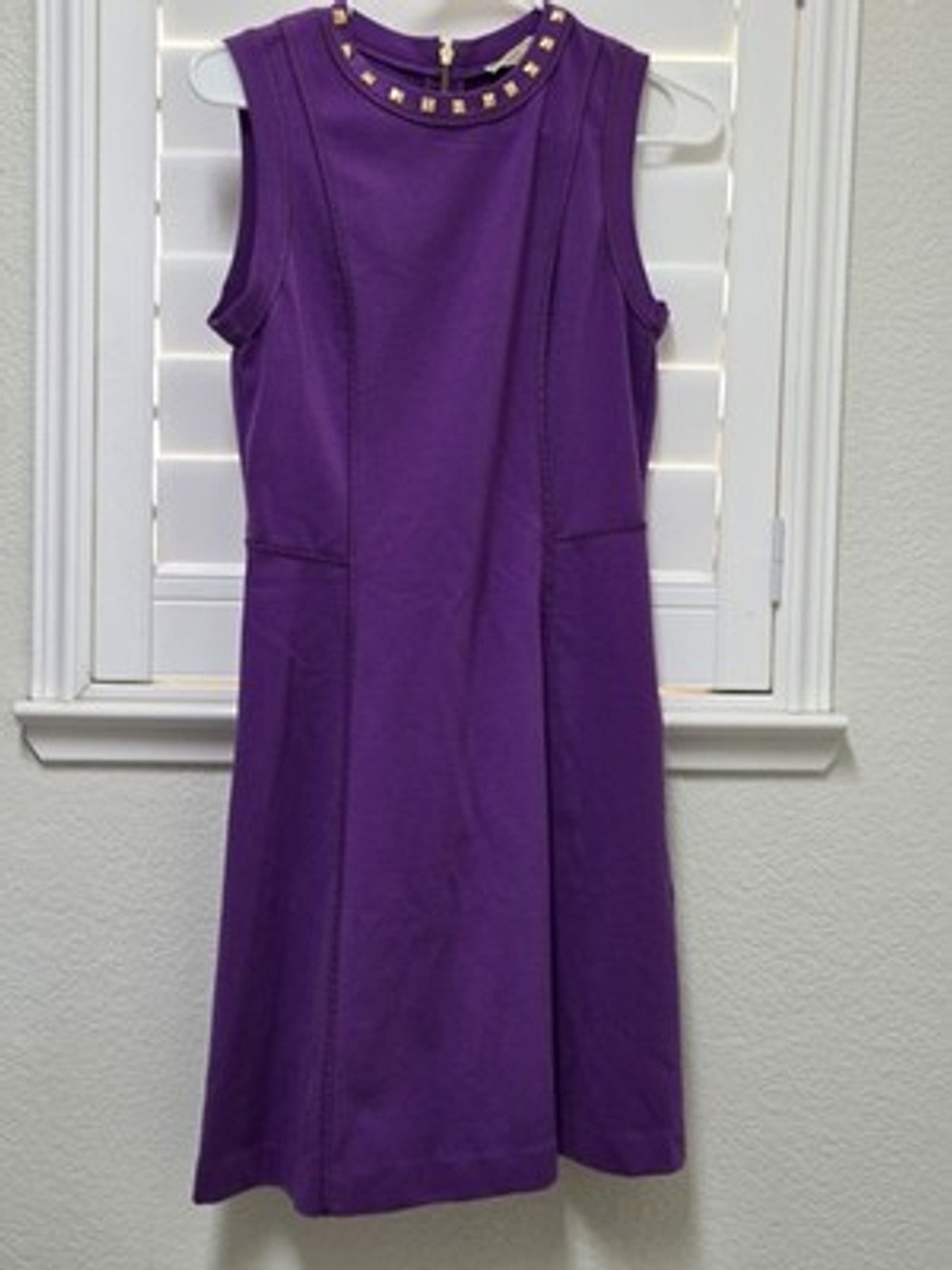 Michael Kors Purple Studded Neck Sheath Dress Size 2 Sleeveless EUC